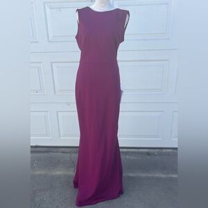 Dress The Population crew neck Mermaid Midi Dress Burgundy Size M NWT